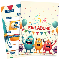 8Er Kindergeburtstag Einladungen Jungen & MäDchen Einladungen Mit Monster #42