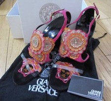 STUNNING GIANNI VERSACE JEWELED HEELS SANDALS SHOES PUMPS 37 SZ 7