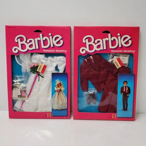 Vintage 1986 Mattel Barbie Romantic Wedding 3102 & 3104 Bride & Groom Set