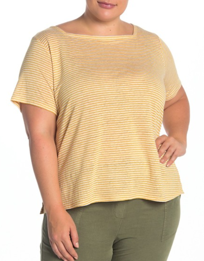eileen fisher striped linen top