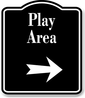 Play Area Zoo Right Arrow BLACK Aluminum Composite Sign