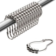 12 Shower Curtain Hooks Rings Hangers for Bathroom Rods Curtains