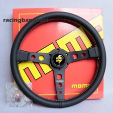 momo P1 Prototipo 14inch/350mm Leather Black Spoke Car Flat Sport Steering Wheel