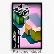 Pixel Art Poster - Gigantic Shoebox (8 Bit Psychedelic Trippy Video Game Print)