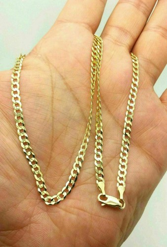 Collier chaîne cubaine en or massif épais 14 carats hommes femmes 2,60 mm 16" 18" 20" 22" 24" - Photo 1 sur 10