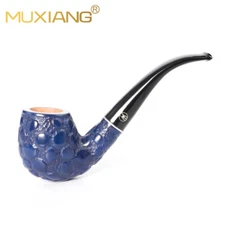 MUXIANG Carved Briar Tobacco Smoking Pipe Handmade Rustic Wooden Pipe 9mm Filter