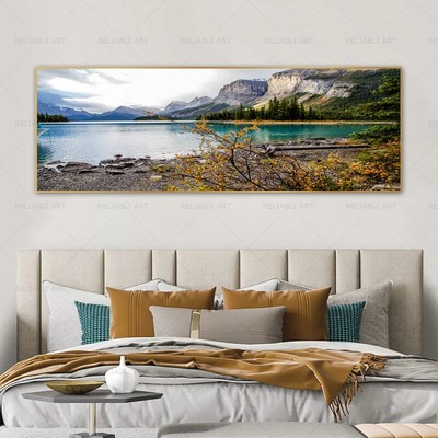 Landscape Lake Forest Stone Mountain Scenery Nature Canvas Painting Poster Mural