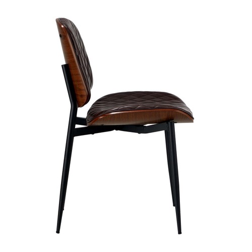 NNEED 2x Dining Chairs Leather Seat Metal Legs Walnut - Picture 8 of 8