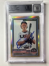 Ethan Holliday Autographed 2023 Panini Stars & Stripes #30 USA Silver & Gold BAS