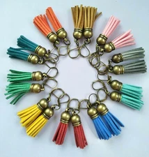 SUEDE LEATHER FRINGE TASSELS Lever back BRONZE handcrafted U CHOOSE