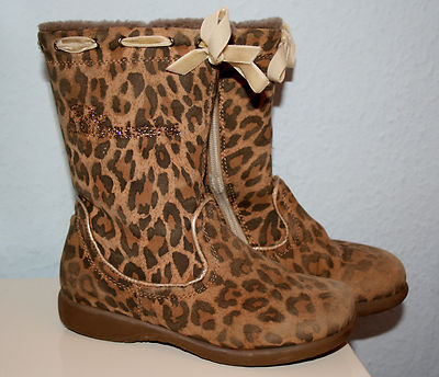 Ƹ̵̡Ӝ̵̨̄Ʒ Blumarine Italy Stiefel Leder Braun Leo Lammfell gefüttert Gr 28 29 