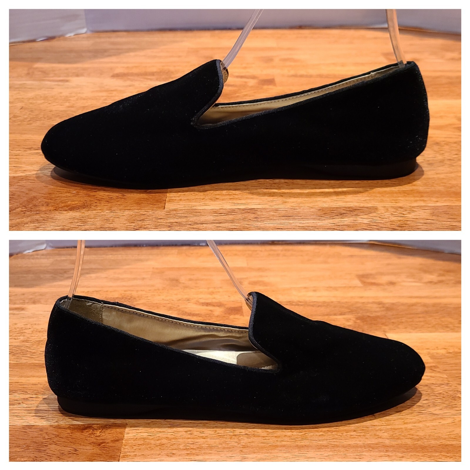 PANTOFOLA D’ORO Birdies scarpe mocassini pantofole mocassini donna velluto nero "The Starling" taglia 8 5