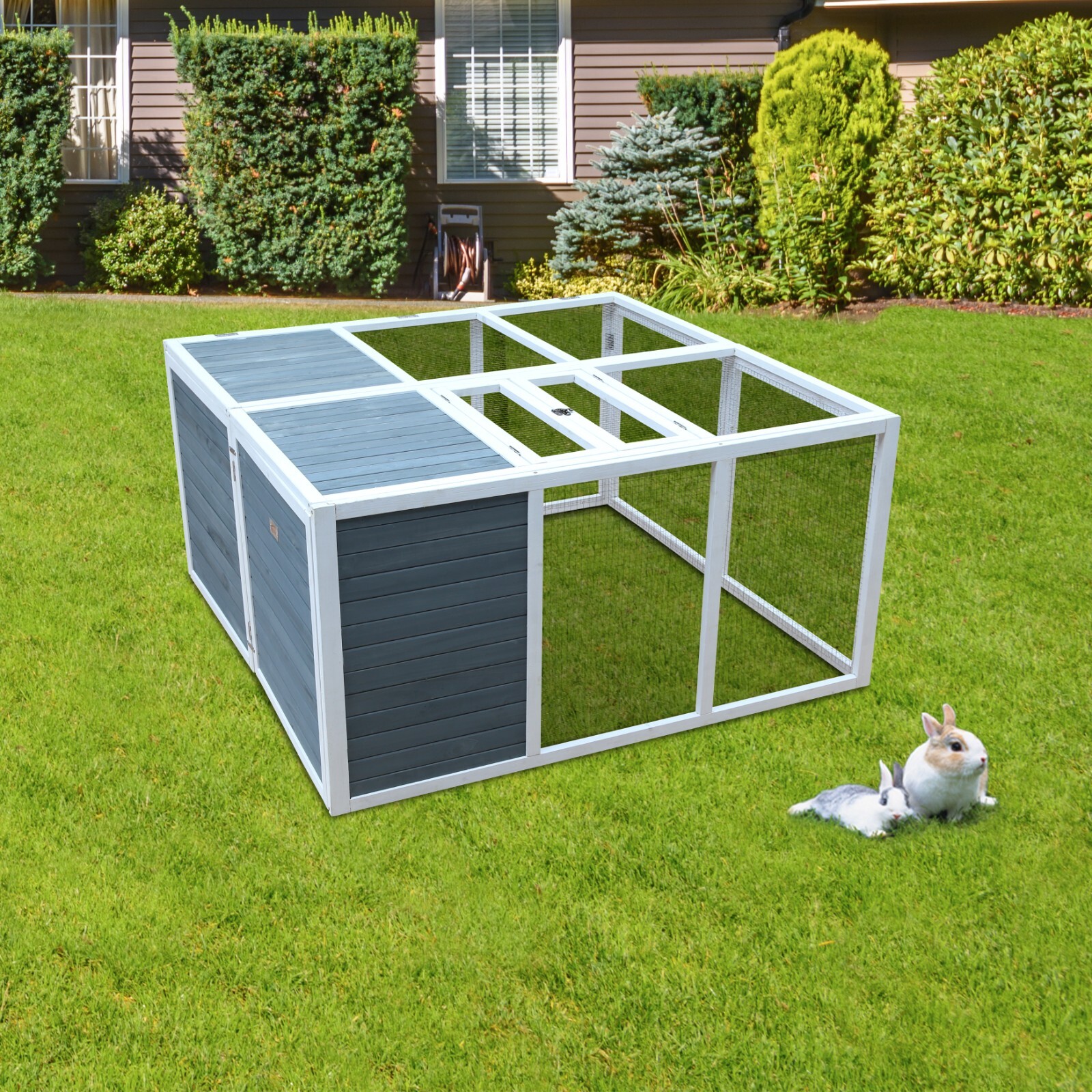 FULLY FOLDING SHELTERED RABBIT / GUINEA / POULTRY RUN RUNS HUTCH