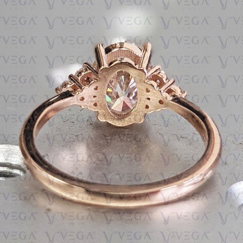 3.20ct Oval Cut Real Old Mine Moissanite Certified Ring 14K Rose Gold Plated - Picture 3 of 21