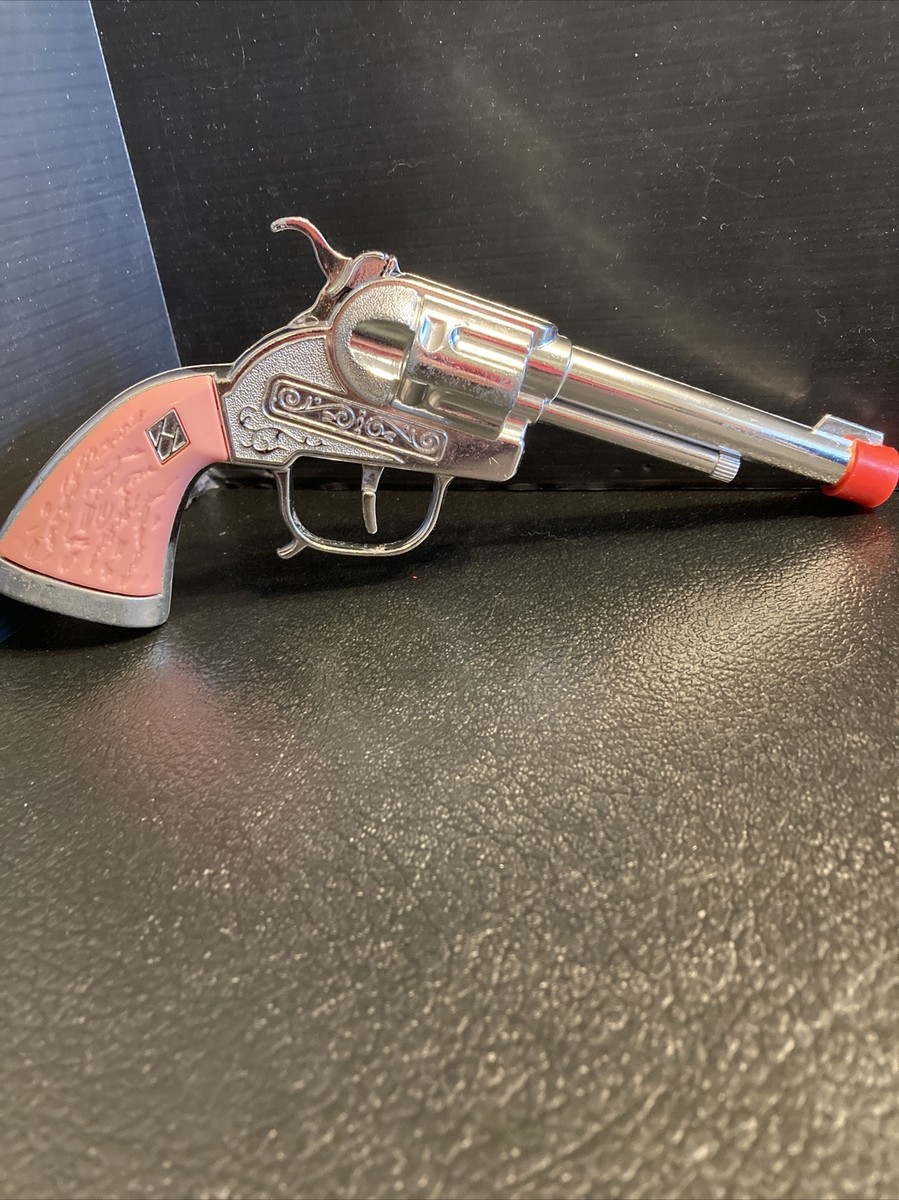 Vintage Halco Metal Die Cast Toy Cap Gun Pistol Pink Handle Pop