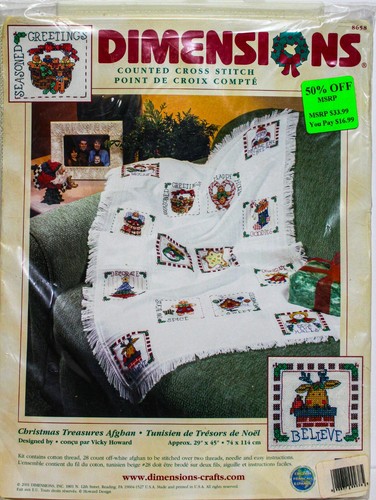Dimensions Counted Cross Stitch Kit #8658 Christmas Treasures Afghan Sealed NIP - Picture 1 of 2