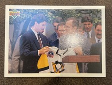 mario Lemieux george Bush HOF 1991-92 Upper Deck Hockey #47 Penguins hockey card
