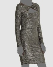 Lauren Ralph Lauren Women's Silver Twist Front Sequined Cocktail Dress Size 6