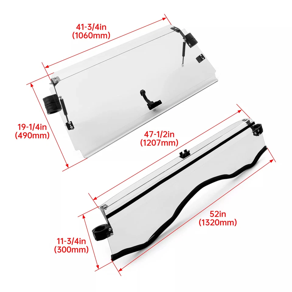 New Flip Windshield For 11-20 Can-Am Commander 800 / 1000/MAX Scratch Resistant - Image 3 of 4