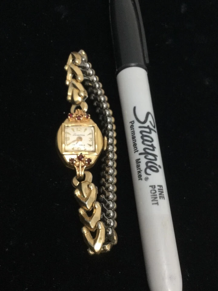 Vintage SÓLIDO OURO AMARELO 14K Relógio Mecânico Feminino Suíço 17 Joias por LUCERNE - Imagem 2 de 4