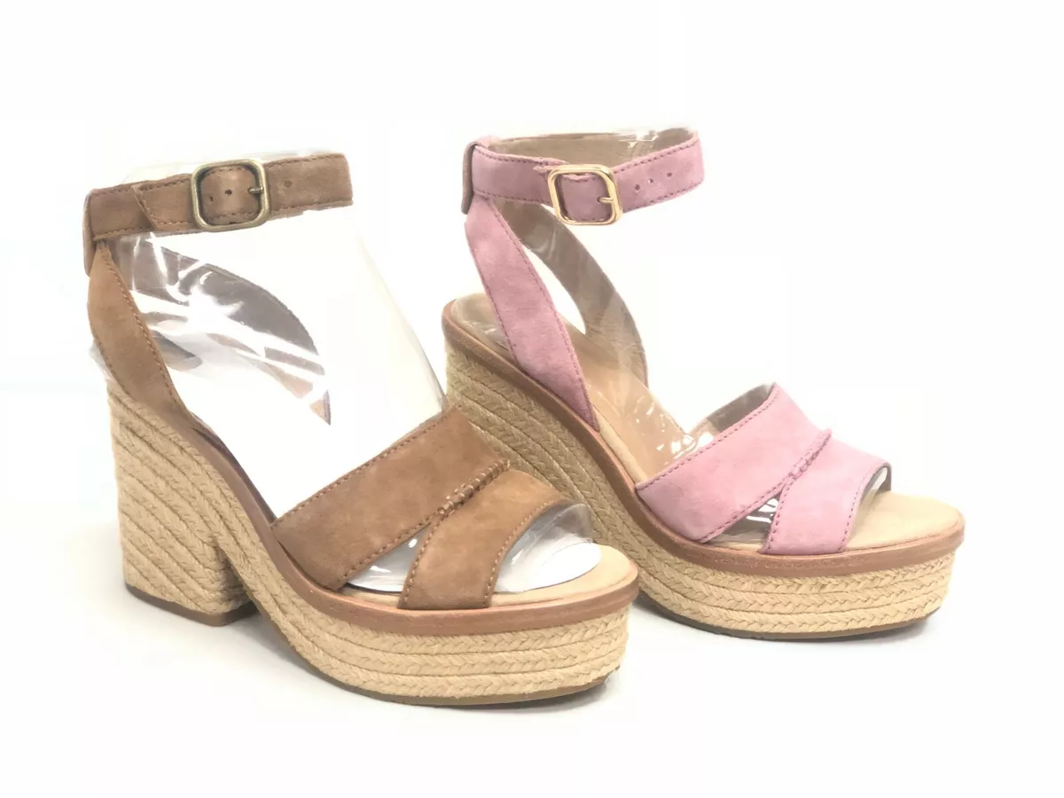 Ugg Australia Women s Carine Heels Sandals Shoes Espadrille Powder