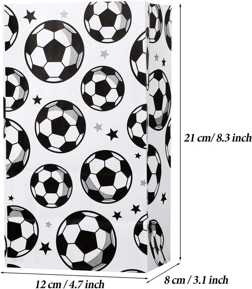 Paquete de 30 bolsas de papel para regalos de fiesta de fútbol suministros de regalo de fútbol para niños fanáticos Foto 2 de 4