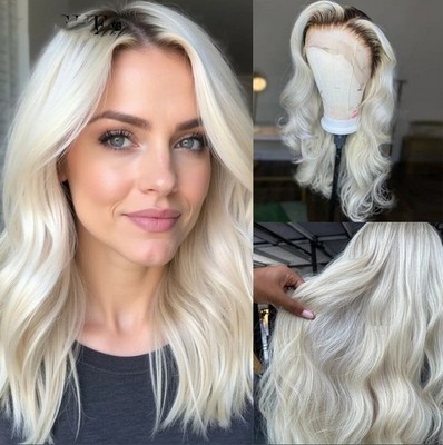 Waves 100% Human Hair Wig Root Shadow Heat Resistant 13x4 Upgrade Nude Lace Wig
