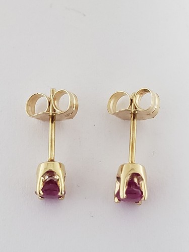 14 Karat Yellow Gold Ruby Stud Earrings - Picture 3 of 8
