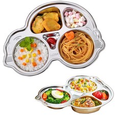 Stainless Steel Plate Divided Meal Tray Sections Dinner Dish for Babies, Todd...