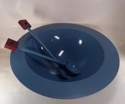 Alessi Italy Michael Graves Große Salatschüssel mit Besteck Blau