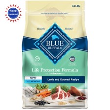Puppy Dry Dog Food Blue Buffalo Lamb & Oatmeal 34 lb Bag Life Protection Formula 3.53 per pound