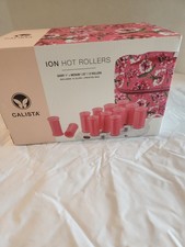 Calista Ion Hot Rollers Set 12 Rollers w/Clips  Floral Bag Dual Voltage