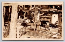 Yellowstone Madison Hotel Lobby RPPC Rustic Lodge Interior Postcard