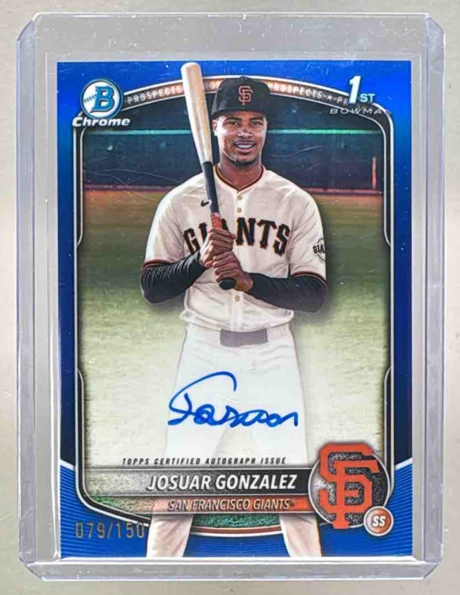 Josuar Gonzalez 2025 Bowman Chrome Blue Refractor Auto 1st RC /150