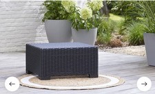 Keter California Outdoor Patio Coffee Table Resin Wicker Pattern Graphite 5*