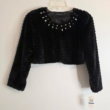 My Michelle girls Size XL Long Sleeve Cropped Dress Jacket Fancy Faux Fur NWT