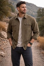 Grizzly Mountain Men's Button Up Flannel Shirt Olive Green XXL Long Sleeve