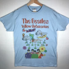 Junk Food Adult's Small Blue Short Sleeve T-Shirt The Beatles Yellow Submarine