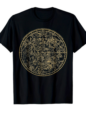 Constellations Map Astronomy Astrology Mythology T Shirt Unisex Casual Crew Ne