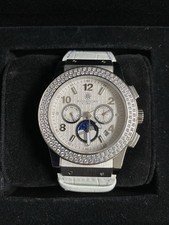 Mathis Montabon Noblesse Lady automatic Watch, white with gems, Leather strap.