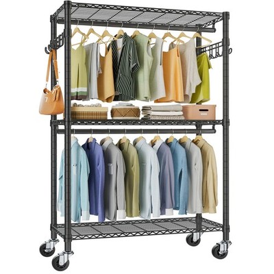 VIPEK V12 Heavy Duty Rolling Garment Rack 3 Tiers Adjustable Wire Shelving Cloth
