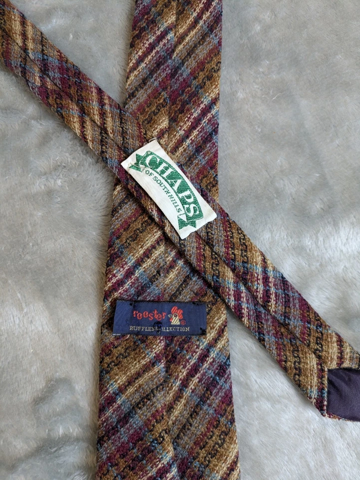 Gallo de lana a cuadros vintage de los años 70 para corbata Chaps Foto 2 de 4