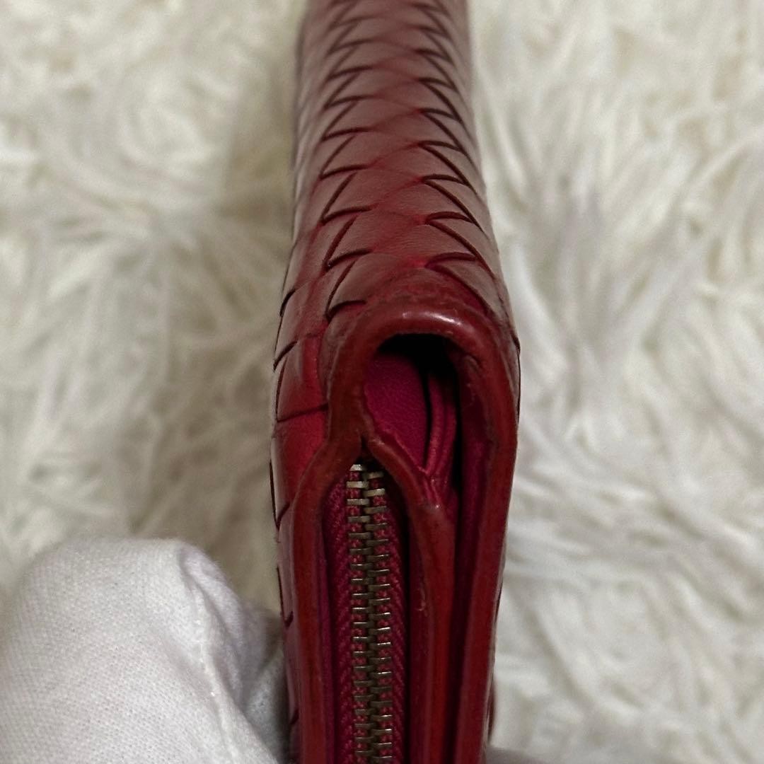 Bottega Veneta Intrecciato Leather Bifold Wallet Red Unisex Excellent Condition thumbnail 8
