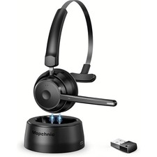 Bluetooth On Ear Black Headset Wireless Headphone Noise-Canceling- Microphone