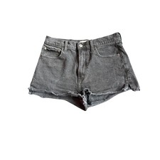 Abercrombie Fitch The Mom Short High Rise Black Denim Raw Hem Womens Size 28 6
