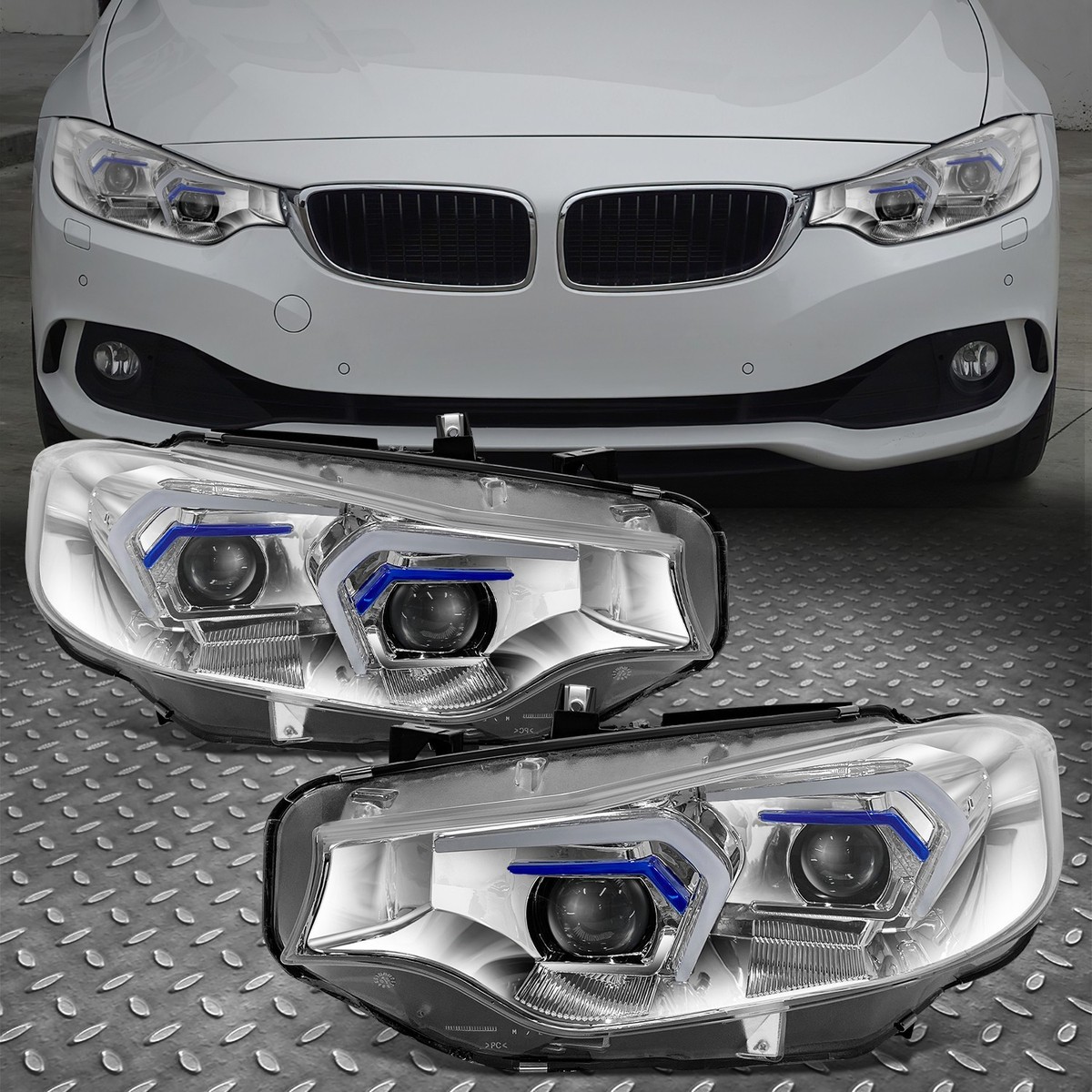 LED DRL Switchback HID Projector Headlight for 14-20 BMW F32 F33