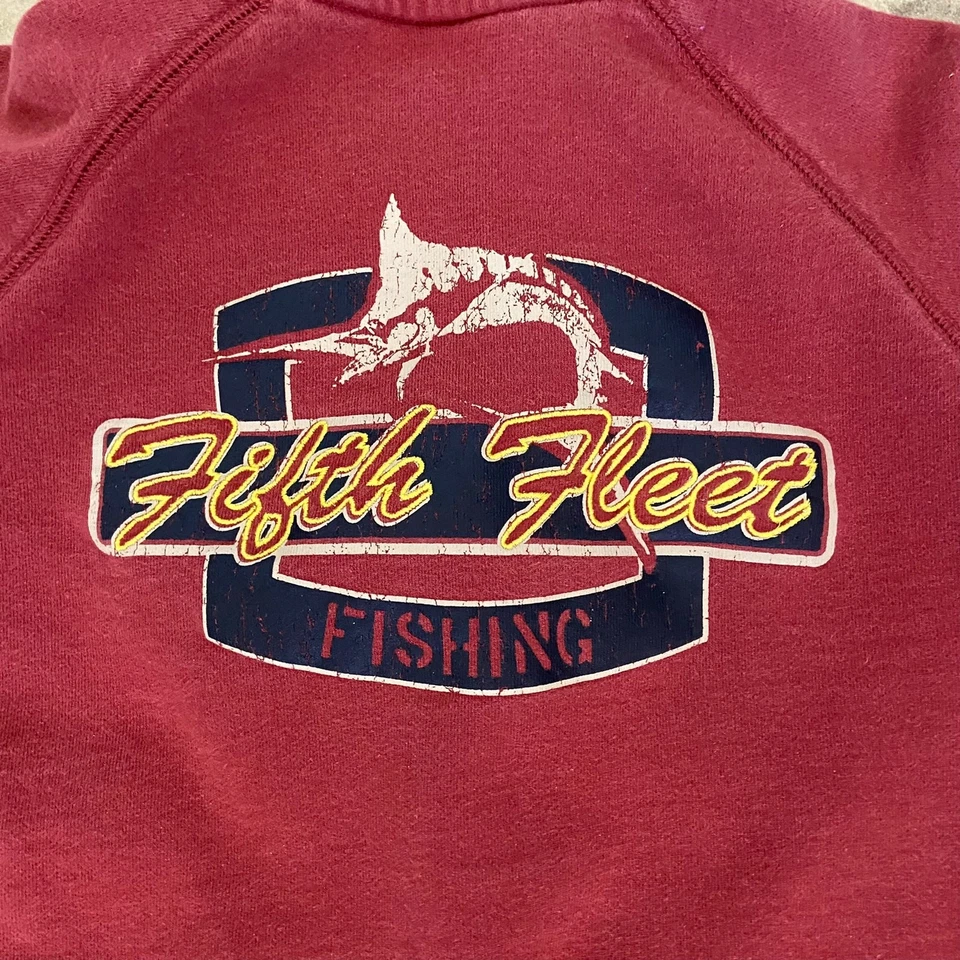 Gymboree Boys Hoodie Size 4 Fifth Fleet Anchor Red Vintage 100% Cotton Zip Front - Image 4 of 4