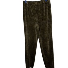 Bernard Zins Paris France Pants Green Printed 6 Velvet High Rise Soft Vintage