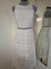 Lace Halter Midi Dress in White size XS