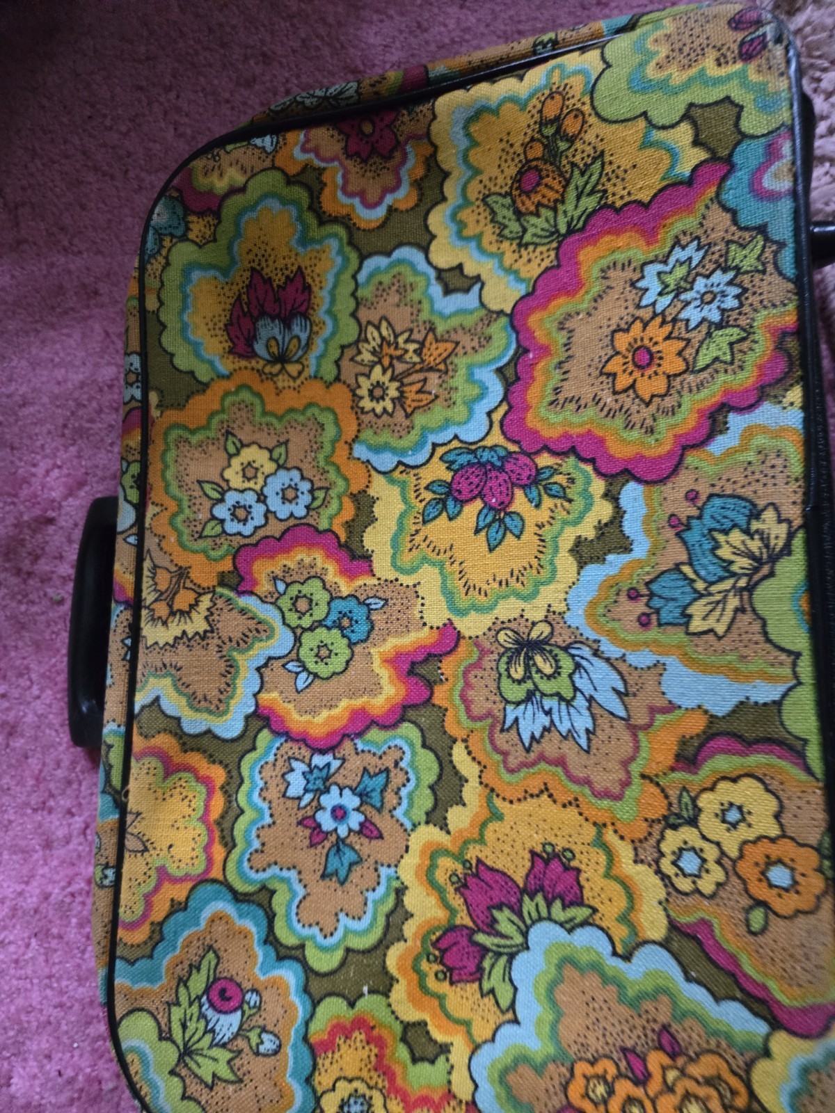 Vintage Retro Small Travel Suitcase Funky Flowers 1970 